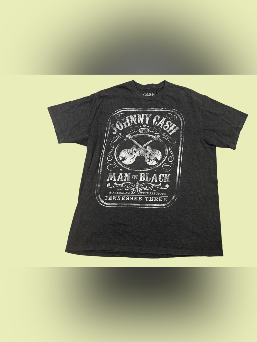 Johnny Cash 'Man in Black' Short Sleeve Tee in Black with White Print